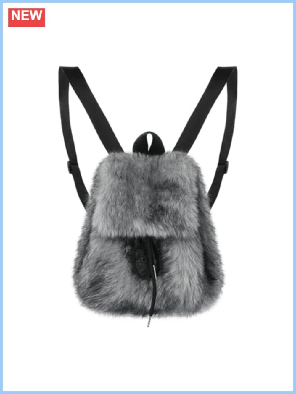 Faux Fur Backpack Fuzzy Drawstring Shoulder Bag Soft Plush Daypack